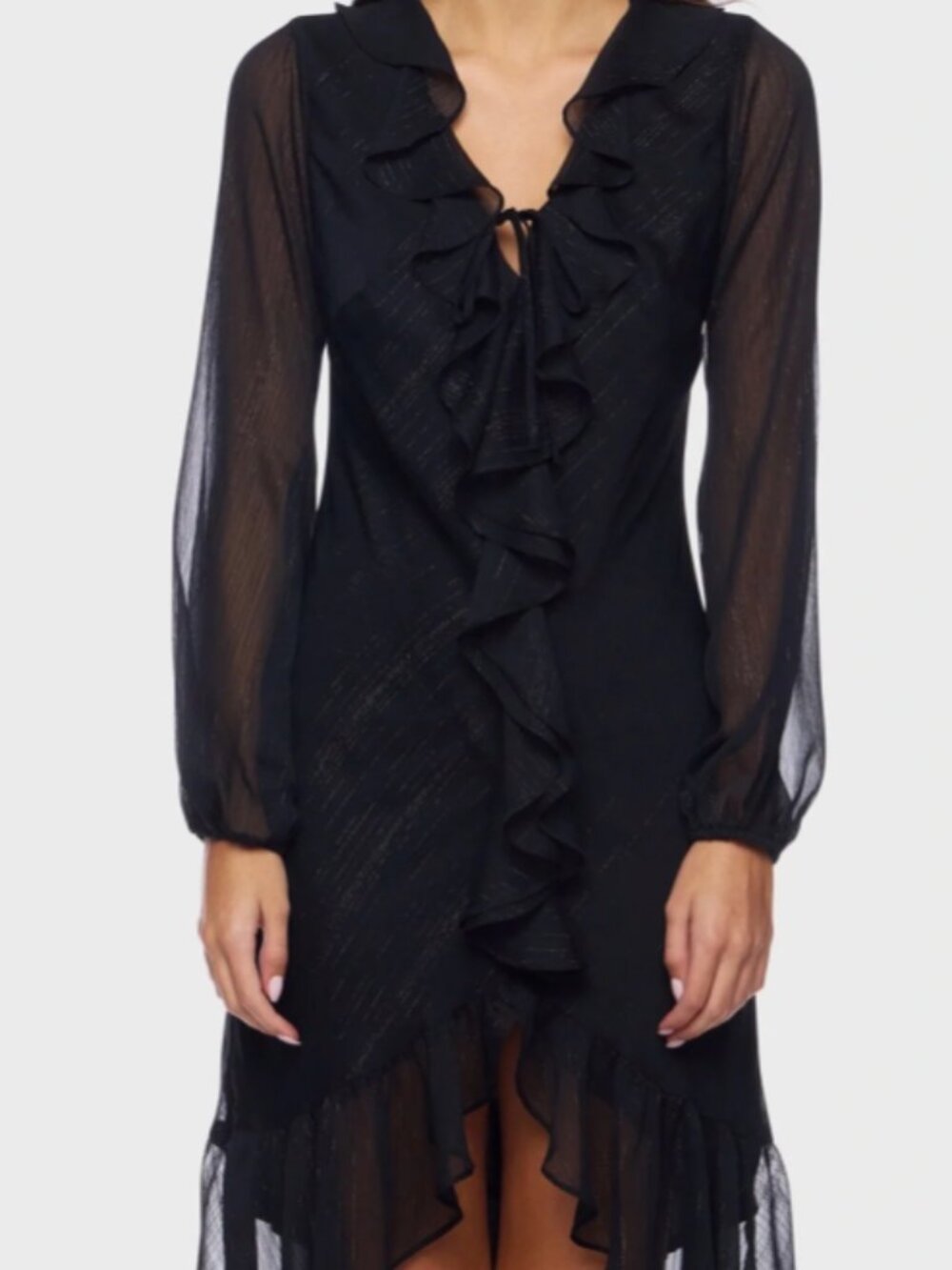 B Darlin Juniors Size 7/8 Black Ruffled High-Low V-Neck Dress NWT